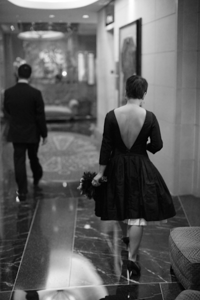 v-neck black dress